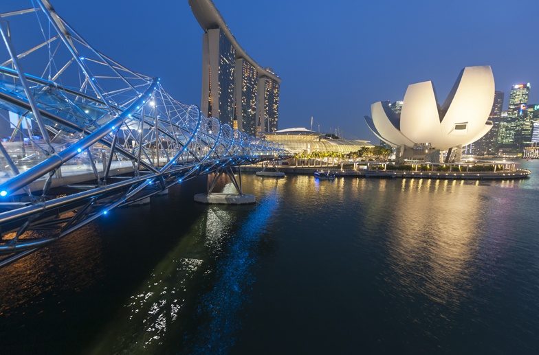 lotus theatre marina bay night singapore
