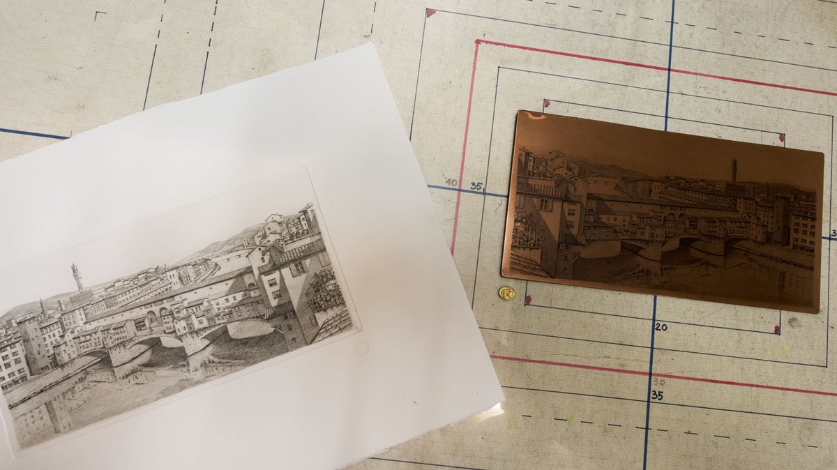 etching oltrarno florence print