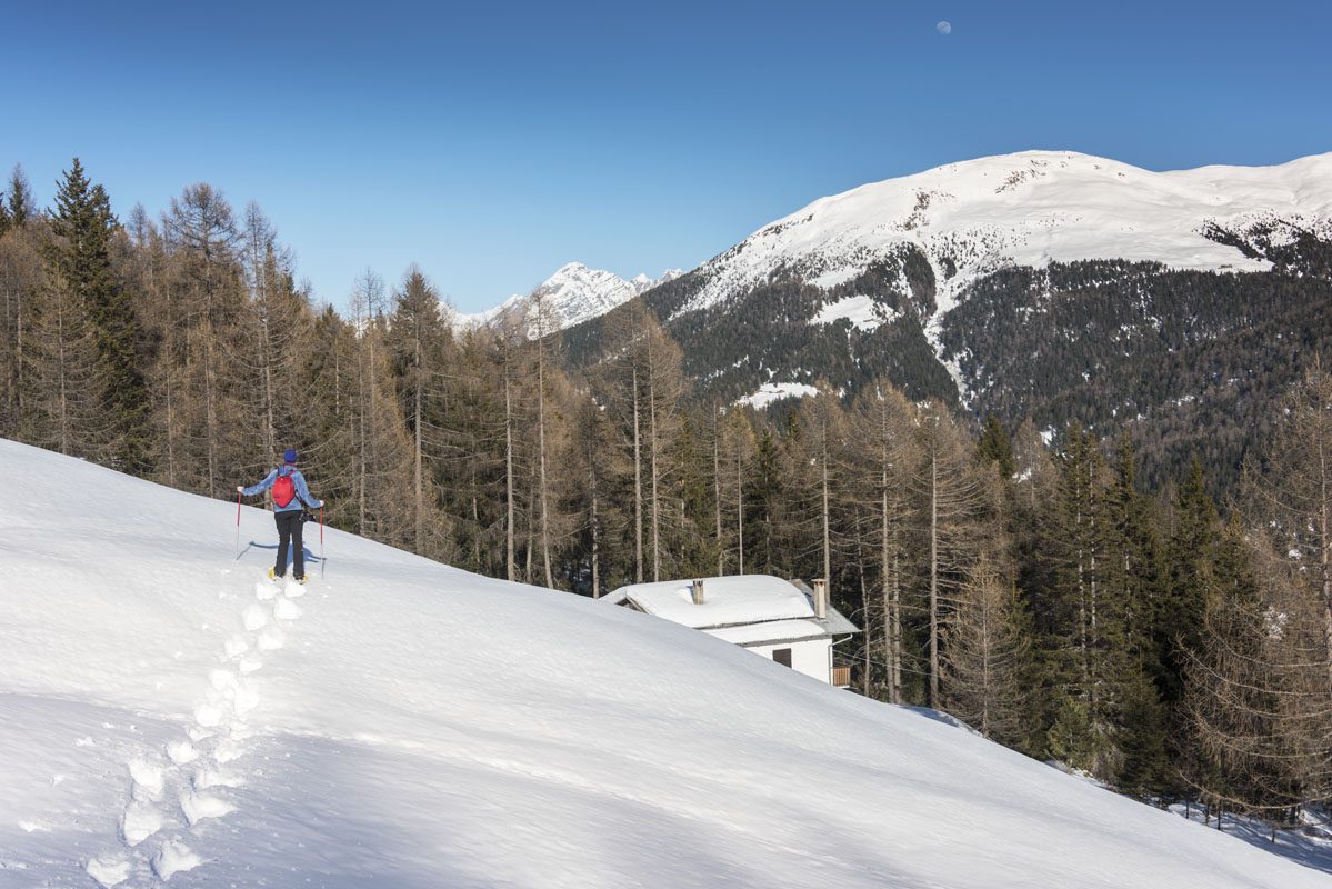 snowshoeing italian alps house