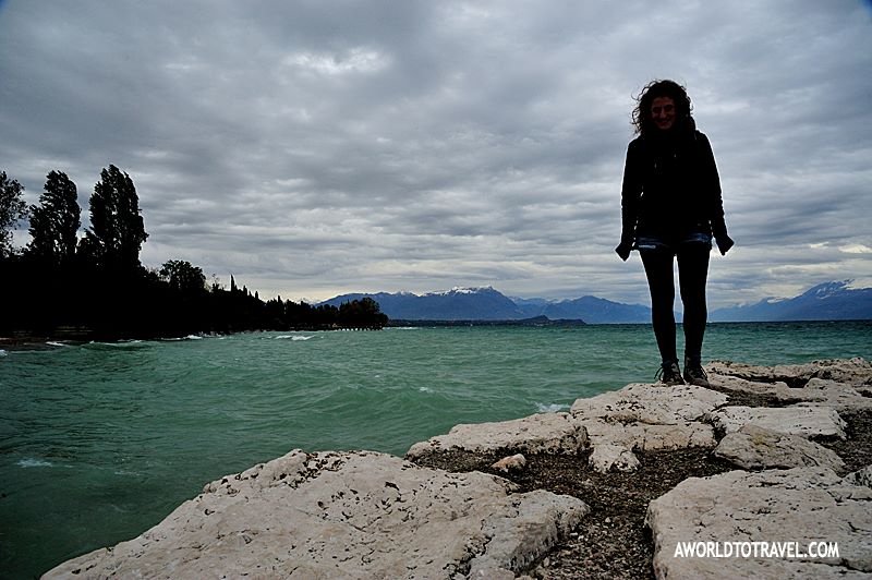 windswept lake garda shore rocks