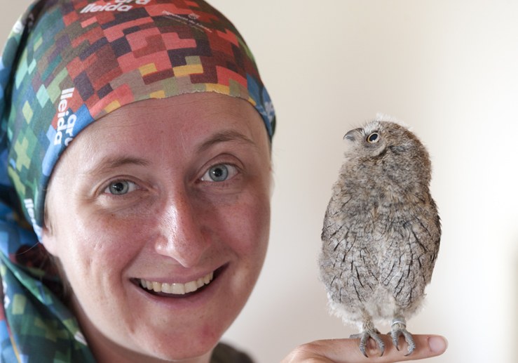 marghe with baby owl zoo pyrenees