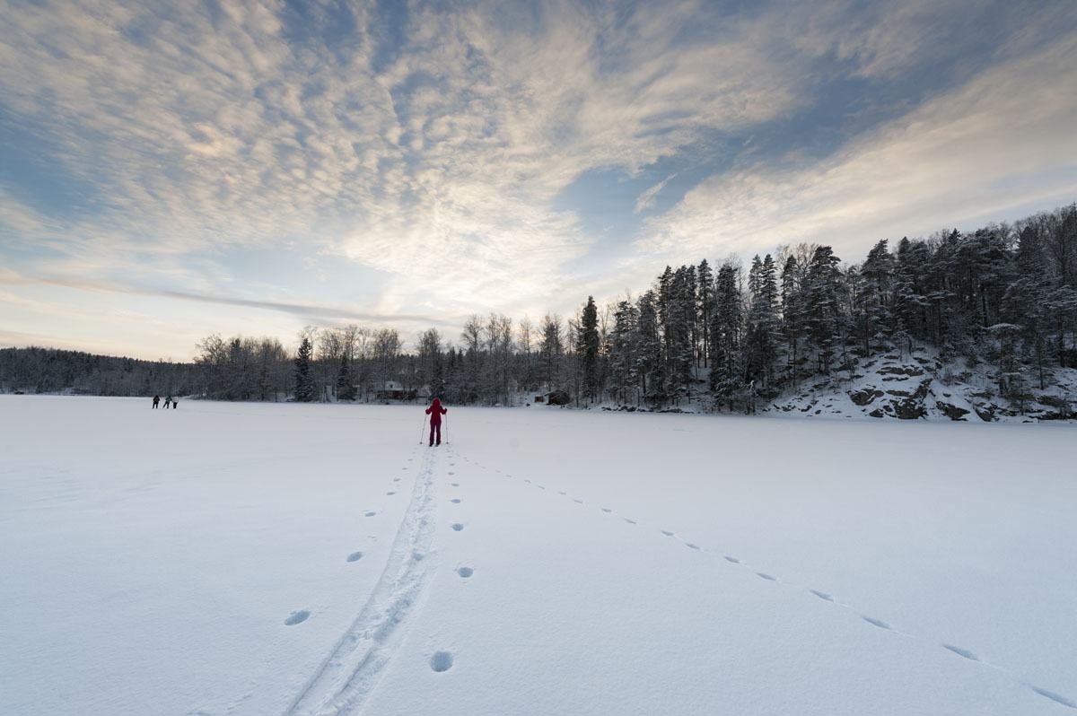 haltia nuuksio national park snowshoeing