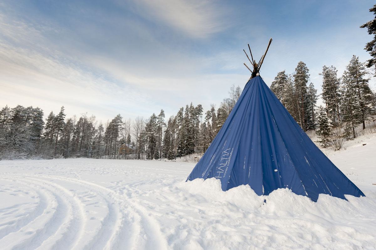 camping in winter finland