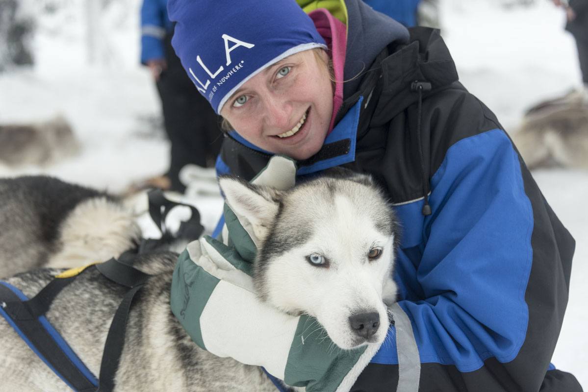 salla marghe cuddling husky