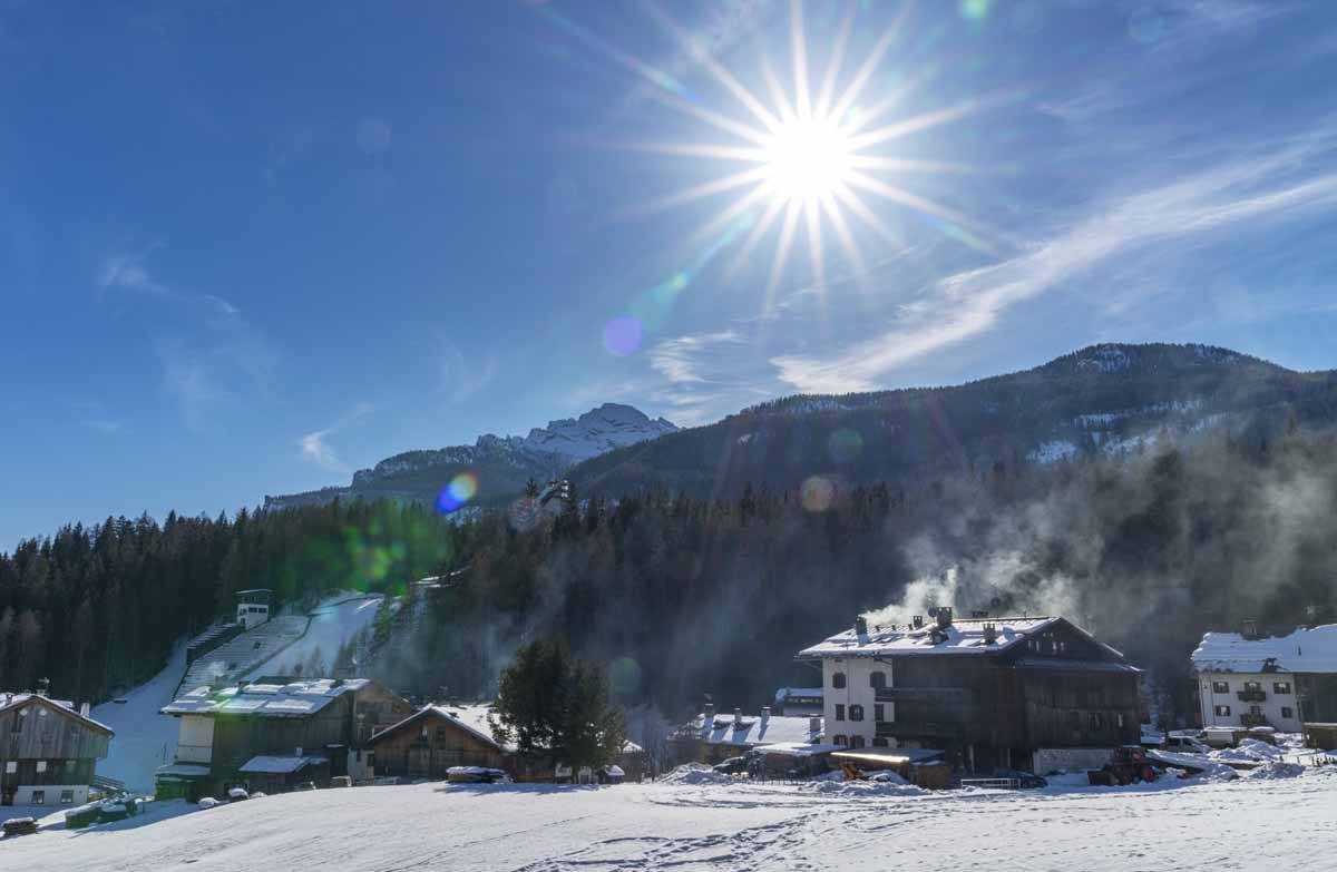 cortina winter snowy mountains sun