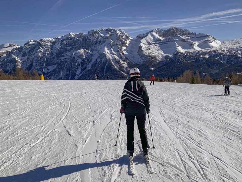 madonna di campiglio dolomites girl skiing